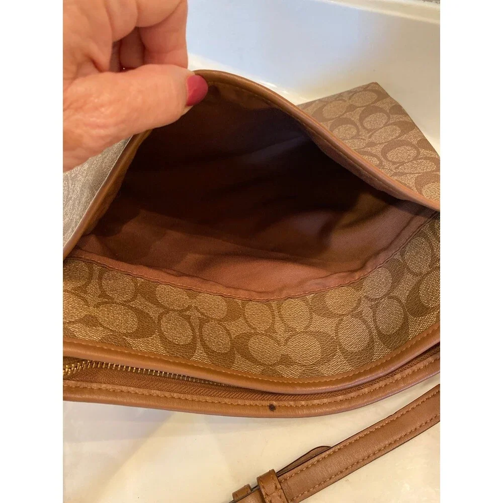 Coach Signature Brown File Crossbody Bag PVC Leather Zip Classic Chic F58297 - Picture 10 of 12